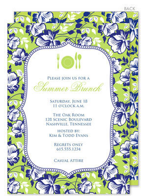 Blue Floral on Green Invitations